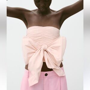 Zara Bustier Crop Top Light Pink Strapless Tube Top Size XS New Women’s